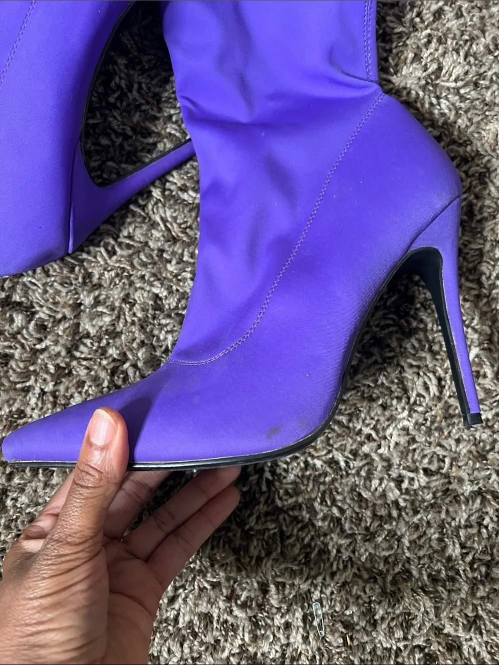 Women's Purple Over-The-Knee Pointed-Toe Stiletto Boots